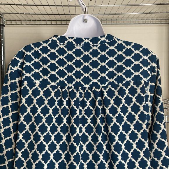 Macy’s Charter Club Women's Teal Moroccan Button Front Tunic Blouse Size 1X Boho - Picture 11 of 12